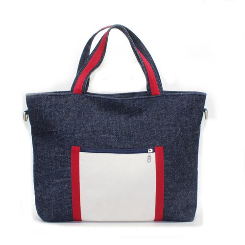 Upcycled Handcrafted Denim Jeans Blue Womens Office Tote Bag